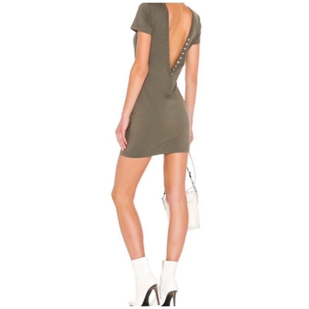 NWT T BY ALEXANDER WANG Green Compact Jersey Snaps Dress